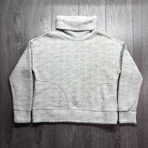 Prana Womens Large Gray Recycled Wool Blend Diamond Jacquard Cowl Neck Sweater
